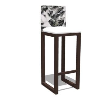 新中式实木吧台椅su模型