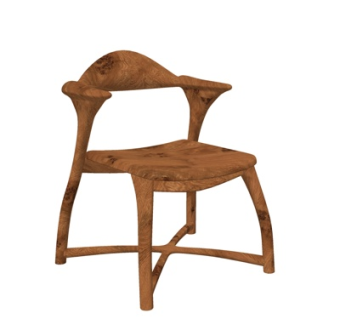 现代实木单椅su模型