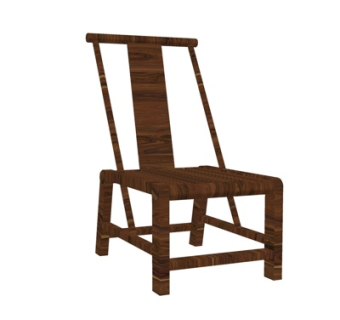 新中式实木单椅su模型