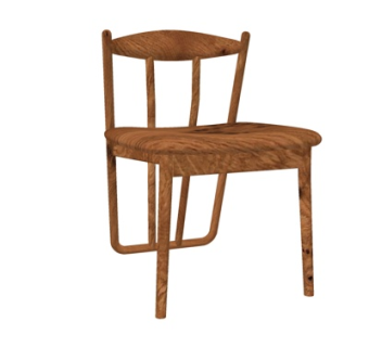 现代实木单椅su模型