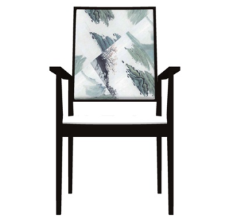 新中式布艺单椅su模型