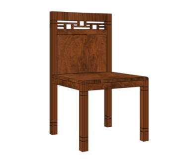 新中式实木单椅su模型