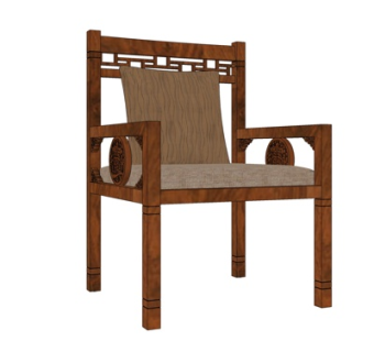 中式实木单椅su模型