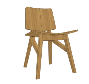 现代实木单椅su模型