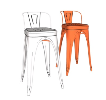 现代吧台椅su模型