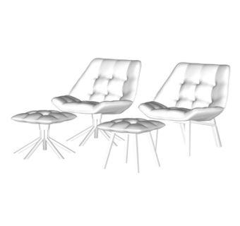 现代布艺休闲椅su模型