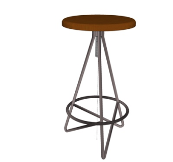 现代金属吧台椅su模型