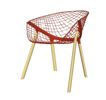 北欧实木休闲椅su模型