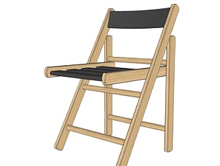 现代实木折叠椅su模型