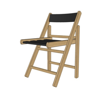 现代实木折叠椅su模型