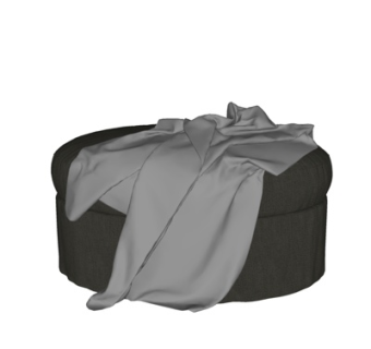 现代布艺圆形沙发凳su模型