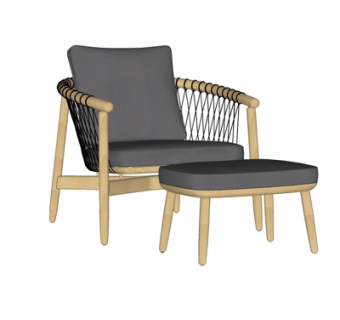 现代实木休闲椅su模型