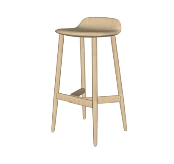 北欧实木吧台椅su模型