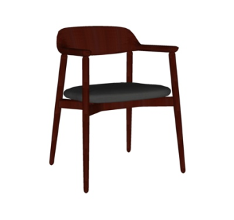 现代实木单椅su模型