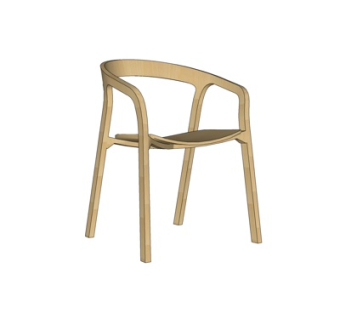 现代实木单椅su模型