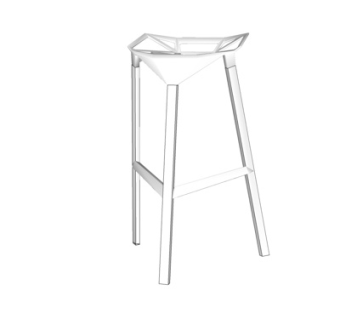 现代实木吧台椅su模型