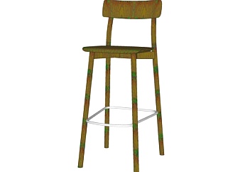 现代实木吧台椅su模型