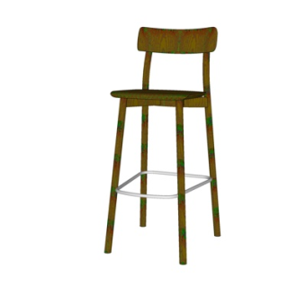 现代实木吧台椅su模型