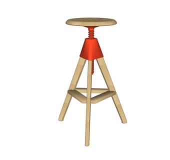 现代实木吧台椅su模型