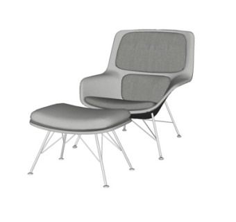 现代布艺休闲椅su模型