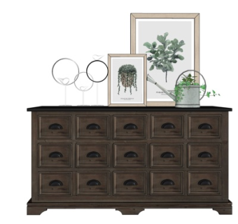 现代实木边柜su模型