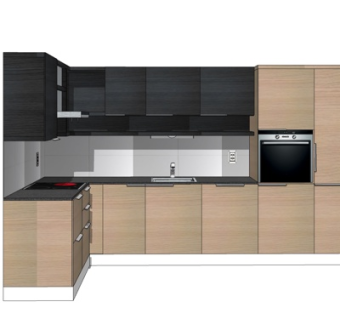 现代实木橱柜su模型