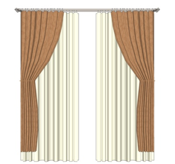 现代布艺窗帘su模型