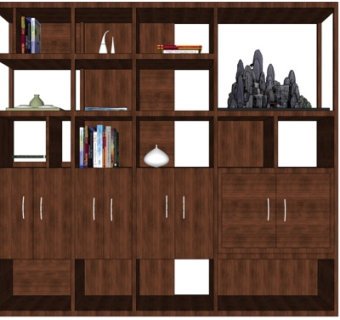 现代实木装饰柜su模型