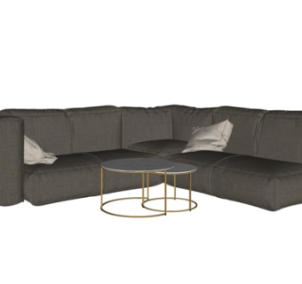 现代布艺多人沙发su模型