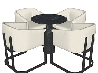 现代布艺休闲桌椅su模型