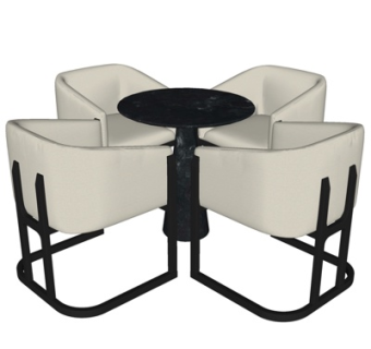 现代布艺休闲桌椅su模型