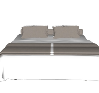 现代布艺双人床su模型