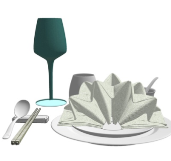 现代餐具组合su模型