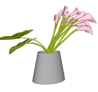 现代花瓶花卉su模型