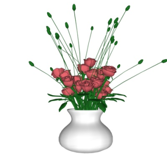现代花瓶花卉su模型