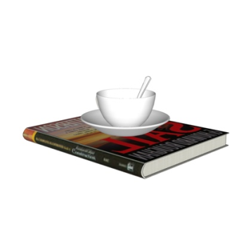 现代书本咖啡杯su模型