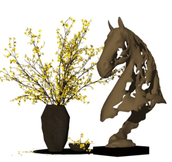 现代花瓶花卉su模型