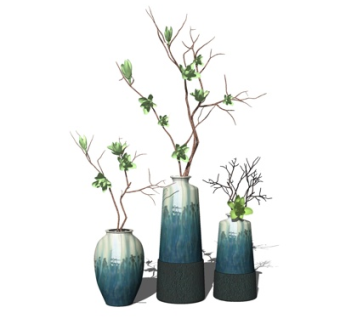 现代花瓶花卉su模型