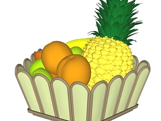 现代菠萝猕猴桃水果su模型