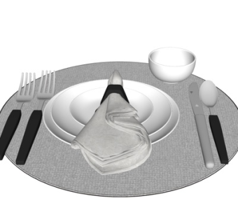 现代餐具组合su模型