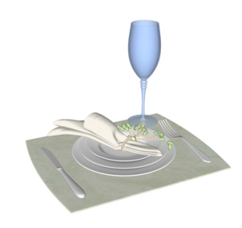 现代餐具组合su模型