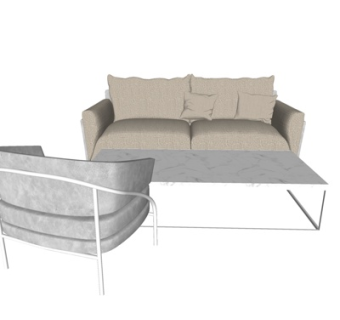 现代布艺双人沙发su模型