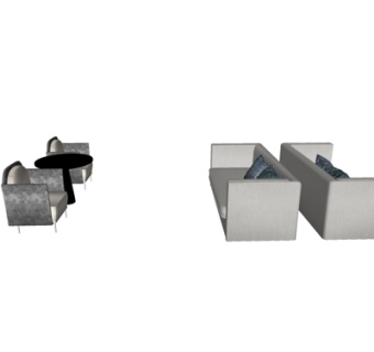 现代布艺沙发组合su模型