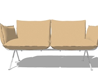 现代布艺双人沙发su模型