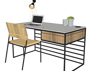现代简约书桌椅su模型
