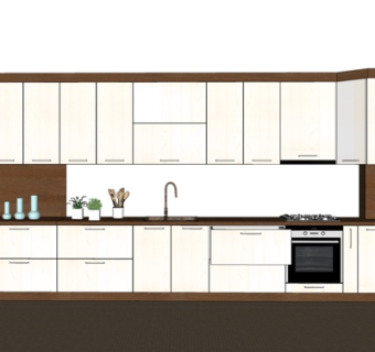 现代实木橱柜su模型