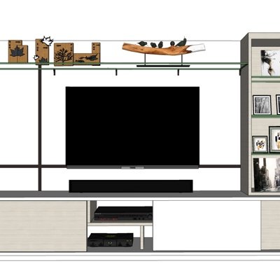 现代实木电视柜su模型