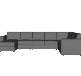 现代布艺多人沙发su模型