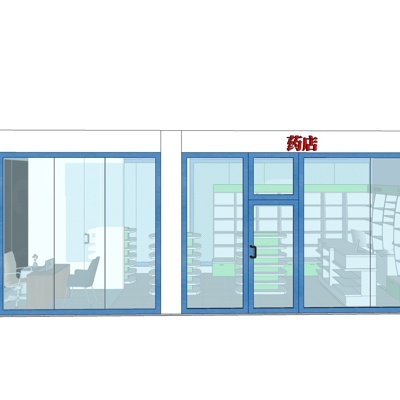 现代药店su模型