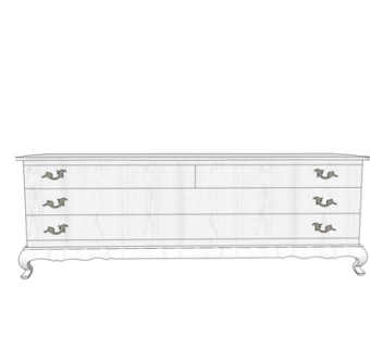 简欧实木边柜su模型